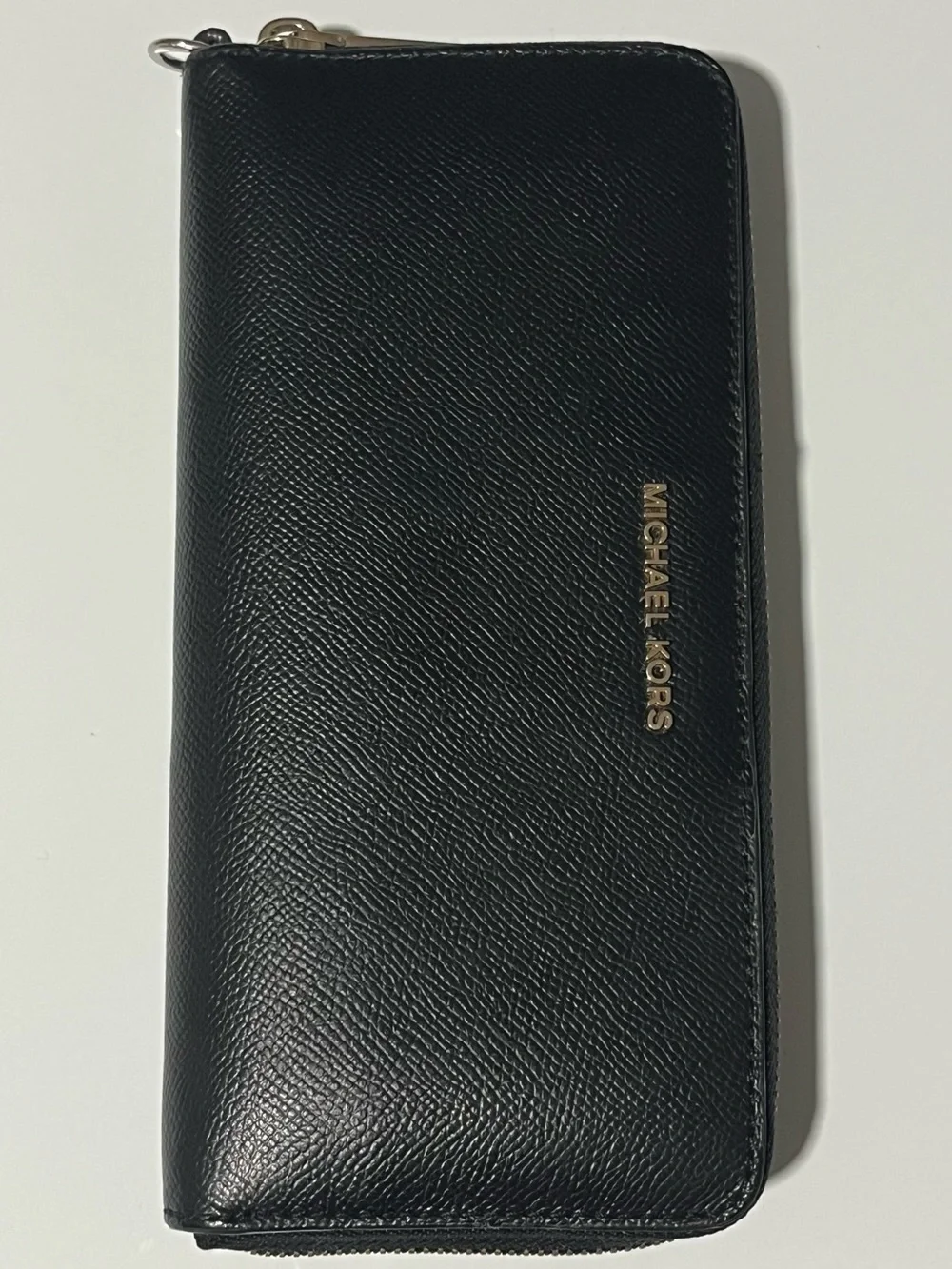 Michael Kors Jet Set Travel Large Black Leather Continental Wristlet Wallet